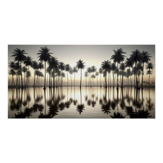 The Great Wave of Palm Trees Water Mirror ポスター (正面)