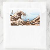 The Great Wave of Ramen - Funny Hokusai Ukiyo-e Pa 長方形シール (バッグ)