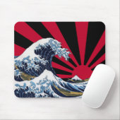 The Great Wave off Kanagawa + Rising Sun マウスパッド (マウス)