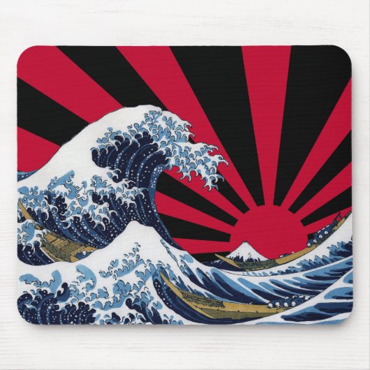 The Great Wave off Kanagawa + Rising Sun マウスパッド (正面)