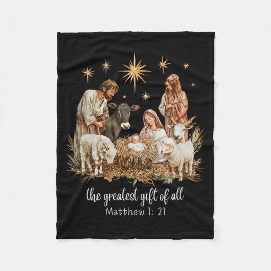 The Greatest For All Christmas Nativity Jesus Chri フリースブランケット (正面)