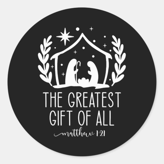 The Greatest For All Christmas Nativity Jesus Chri ラウンドシール (正面)