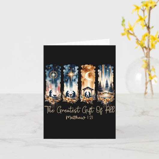 The Greatest Gift For All Christmas Nativity Jesus カード (黄色い花)