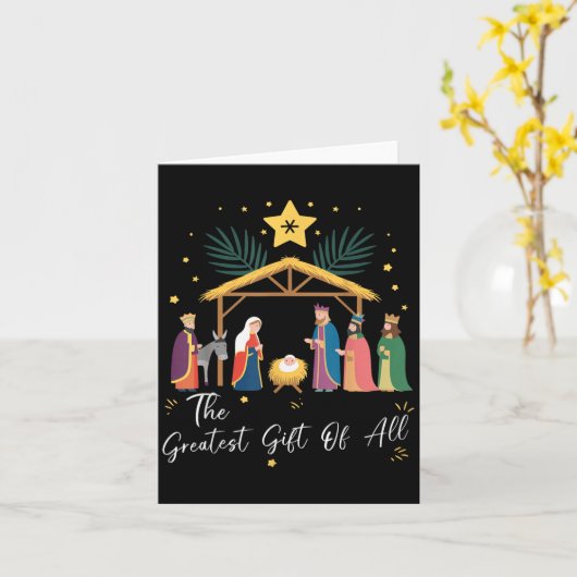 The Greatest Gift For All Christmas Nativity Jesus カード (黄色い花)
