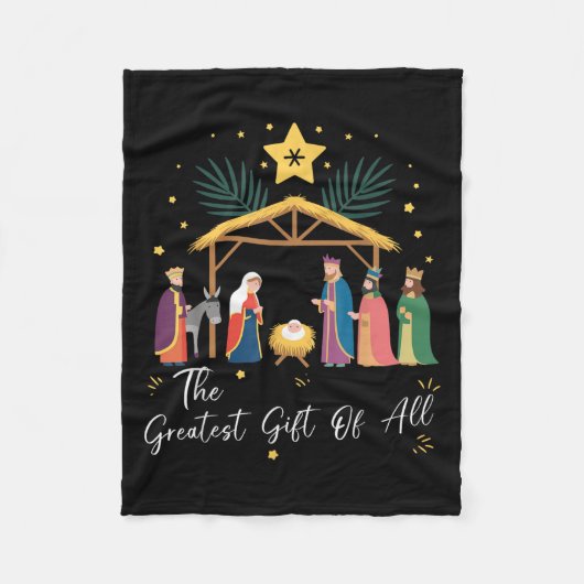The Greatest Gift For All Christmas Nativity Jesus フリースブランケット (正面)