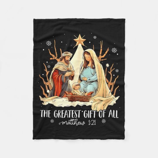 The Greatest Gift For All Christmas Nativity Jesus フリースブランケット (正面)