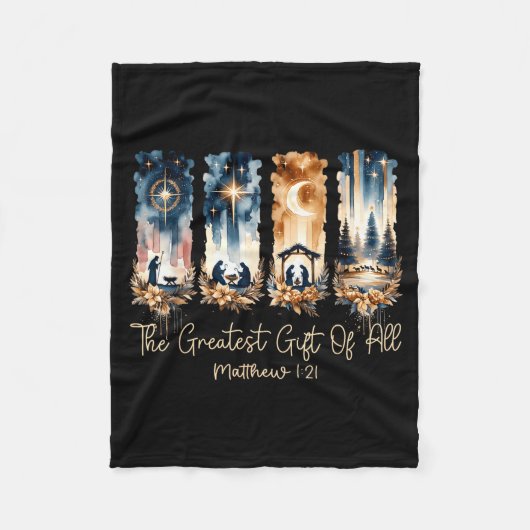 The Greatest Gift For All Christmas Nativity Jesus フリースブランケット (正面)