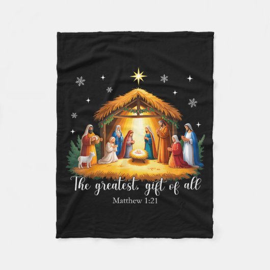 The Greatest Gift For All Christmas Nativity Jesus フリースブランケット (正面)