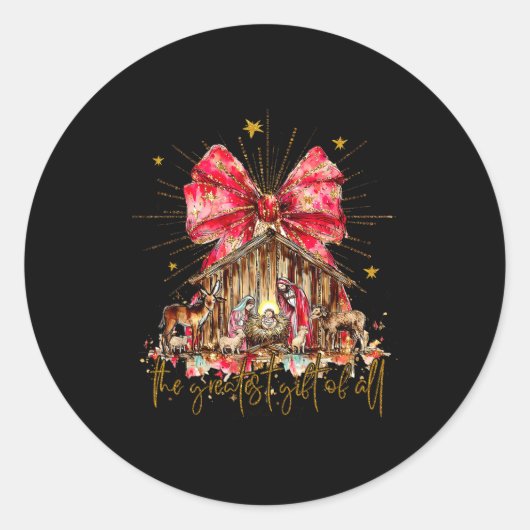 The Greatest Gift For All Christmas Nativity Jesus ラウンドシール (正面)