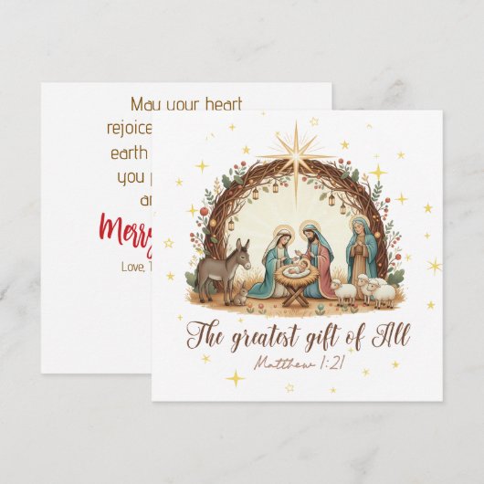 「The Greatest Gift of All」キリスト降誕のクリスマスカード (正面/裏面)