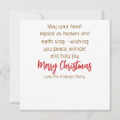 「The Greatest Gift of All」キリスト降誕のクリスマスカード (裏面)