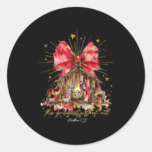 The Greatest Gift Of All Jesus Christian Holiday C ラウンドシール (正面)