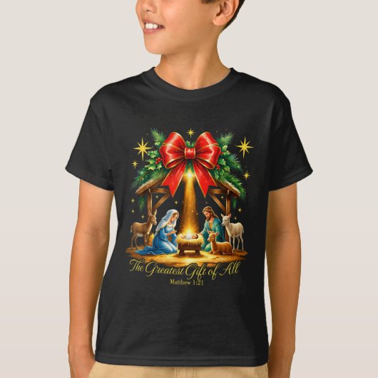 The Greatest Gift Of All Nativity Christian Christ Tシャツ (正面)
