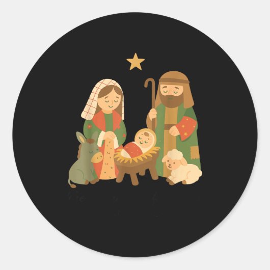The Greatest Gift Off All Nativity Scene Jesus Mat ラウンドシール (正面)