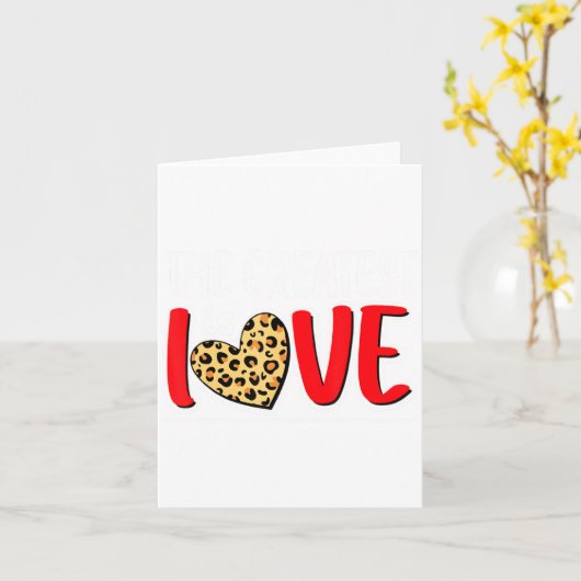 The Greatest Is Love Valentines Day Leopard Heart  カード (黄色い花)
