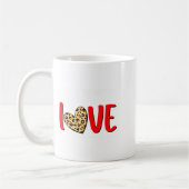 The Greatest Is Love Valentines Day Leopard Heart  コーヒーマグカップ (左)