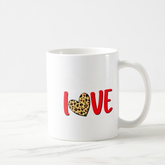 The Greatest Is Love Valentines Day Leopard Heart  コーヒーマグカップ (右)
