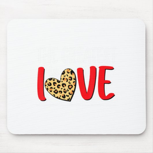 The Greatest Is Love Valentines Day Leopard Heart  マウスパッド (正面)
