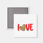 The Greatest Is Love Valentines Day Leopard Heart マグネット (正面/裏面)
