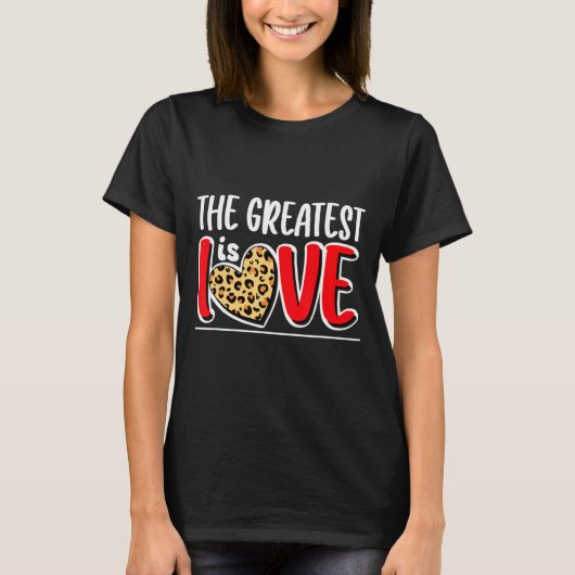 The Greatest Is Love Valentines Day Leopard Heart Tシャツ (正面)