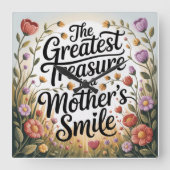 The Greatest Treasure Is A Mother's Smile スクエア壁時計 (正面)