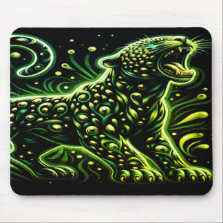 The Green Spotted Leopard On a Thick Laptop Tablet マウスパッド