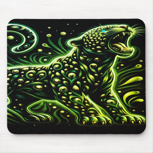 The Green Spotted Leopard On a Thick Laptop Tablet マウスパッド (正面)