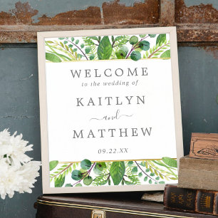 The Greenery & Gold Wedding Collection Welcome 箔ポスター