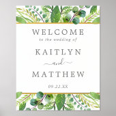 The Greenery & Gold Wedding Collection Welcome 箔ポスター (正面)