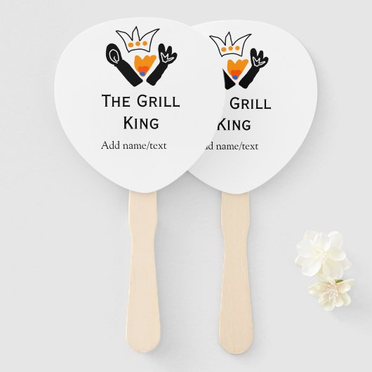 The grill master add name text cooking best barequ ハンドファン (正面&裏面)