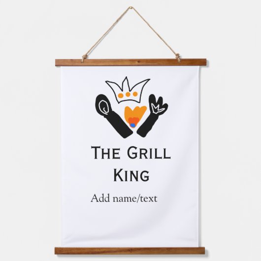 The grill master add name text cooking best barequ 吊り下げ型タペストリー (正面)
