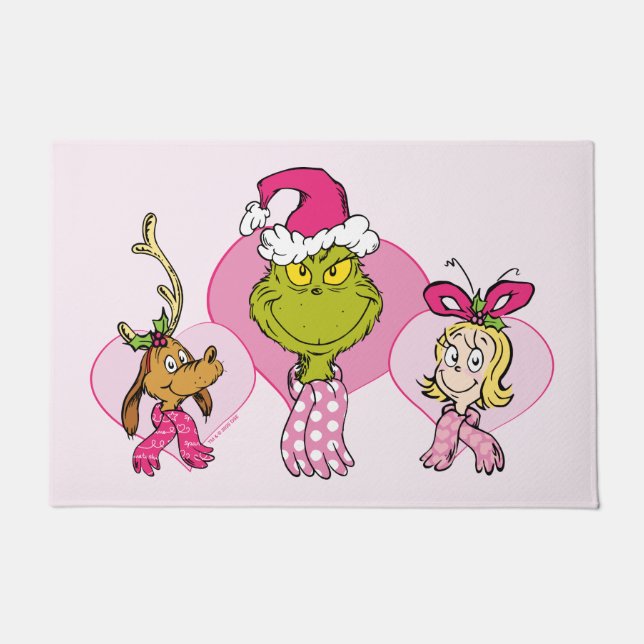 The Grinch Crew in Pink Valentine's Portrait ドアマット (正面)