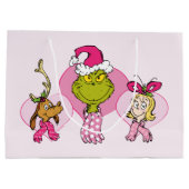 The Grinch Crew in Pink Valentine's Portrait ラージペーパーバッグ (裏面)