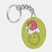 The Grinch in Pink Santa Hat キーホルダー (正面左)