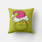 The Grinch in Pink Santa Hat クッション (裏面)