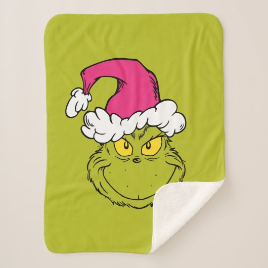 The Grinch in Pink Santa Hat シェルパブランケット (正面)