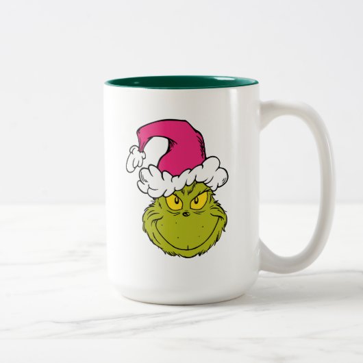 The Grinch in Pink Santa Hat ツートーンマグカップ (右)