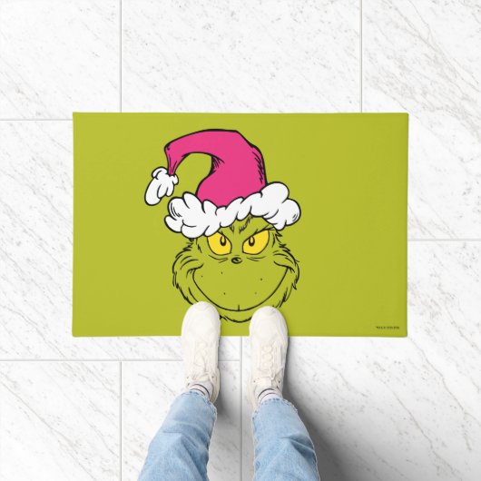 The Grinch in Pink Santa Hat ドアマット (室内)