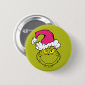The Grinch in Pink Santa Hat 缶バッジ (正面&裏面)