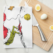 The Grinch Prepares Max the Reindeer キッチンタオル (四つ折り)