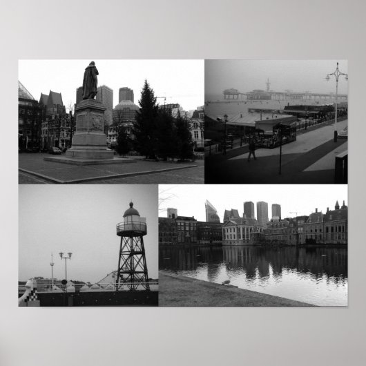 The Hague 3のモノクロ写真コラージュ ポスター (正面)