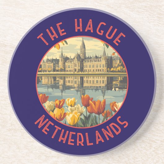 The Hague Netherlands Retro Distressed Circle コースター (正面)