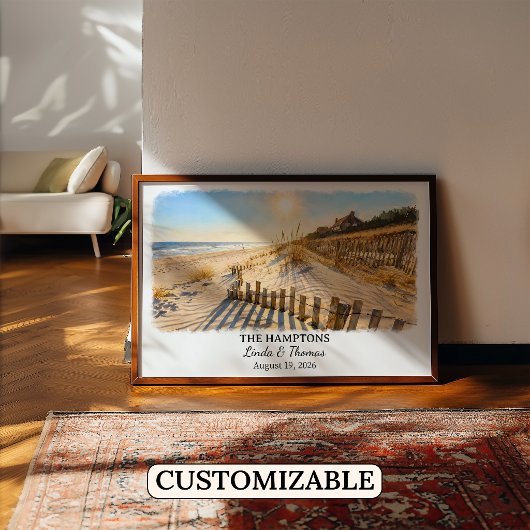 The Hamptons New York Poster, Watercolor, Custom ポスター