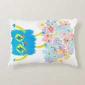 The Happy Blue Scribble on a Bed of Flowers アクセントクッション (正面)