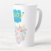 The Happy Blue Scribble on a Bed of Flowers カフェラテマグ (右アングル)