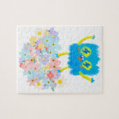 The Happy Blue Scribble on a Bed of Flowers ジグソーパズル (横)