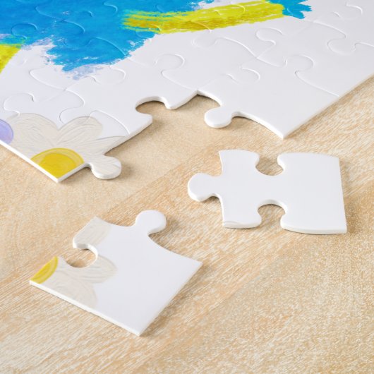 The Happy Blue Scribble on a Bed of Flowers ジグソーパズル (側面)