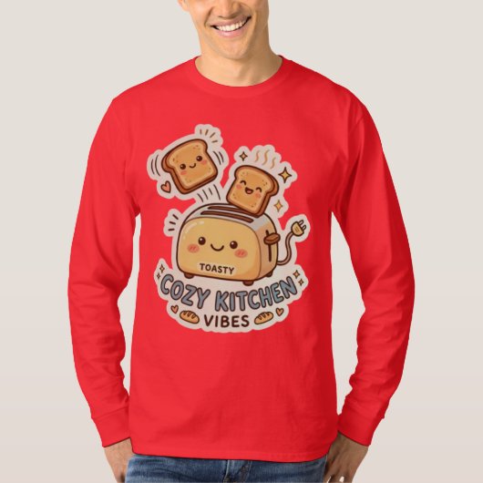 The Happy Toaster | 珍しい朝食ステッカーTシャツ Tシャツ (正面)