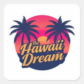 The Hawaii Dream American Retro Sunset スクエアシール
