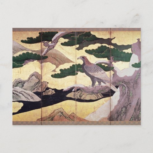 The Hawks in the Pines, 6パネル屏風 ポストカード (正面)